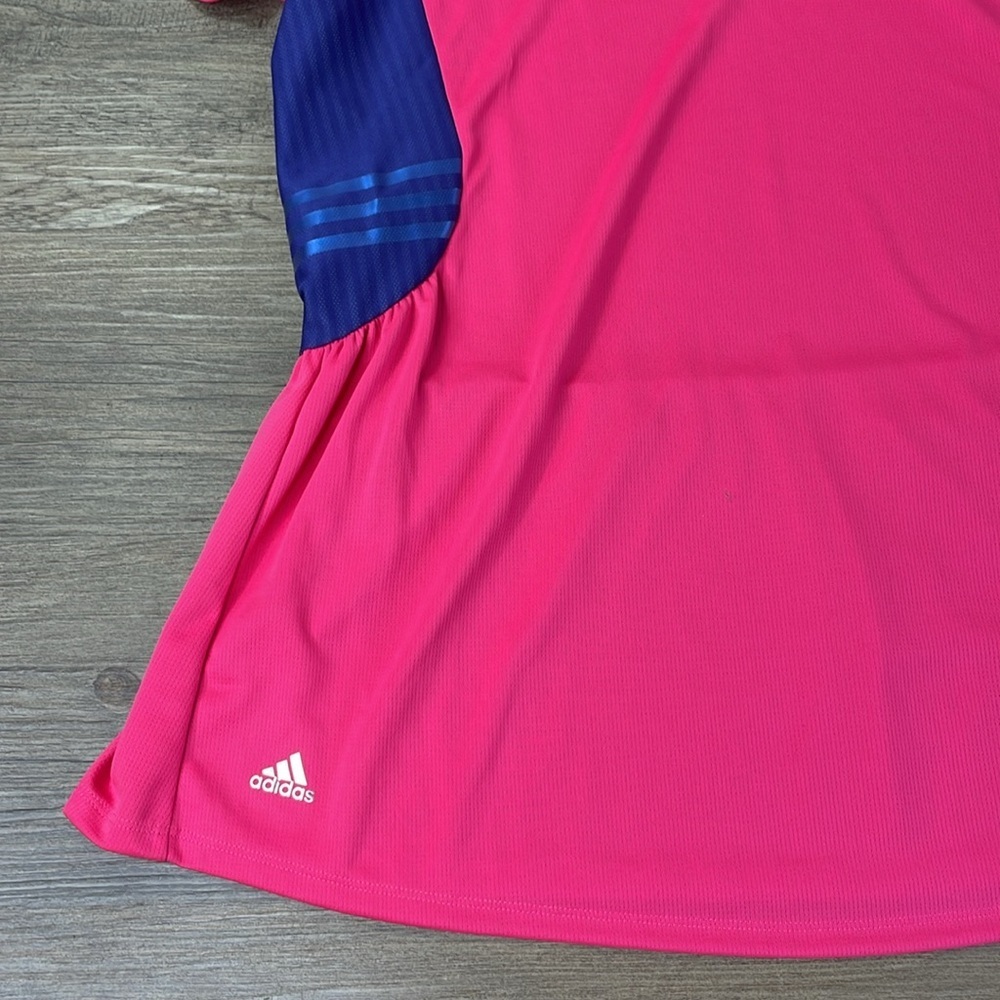 Adidas Women’s Pink Golf Climachill Tour Peplum SS Cooling Polo Top, size Large - Picture 4 of 9